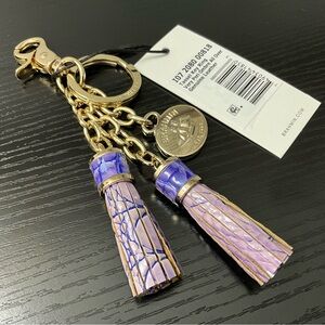 Brahmin VERY PERI OMBRÉ ALL OVER Leather Tassel Key Ring Purse Charm NWT HTF